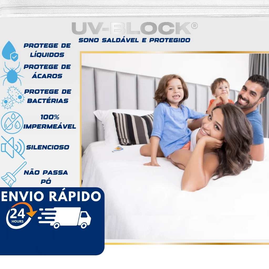 Capa Protetora Colchão Impermeável Solteiro UV Block - Protetor Elástico Fácil Instalação