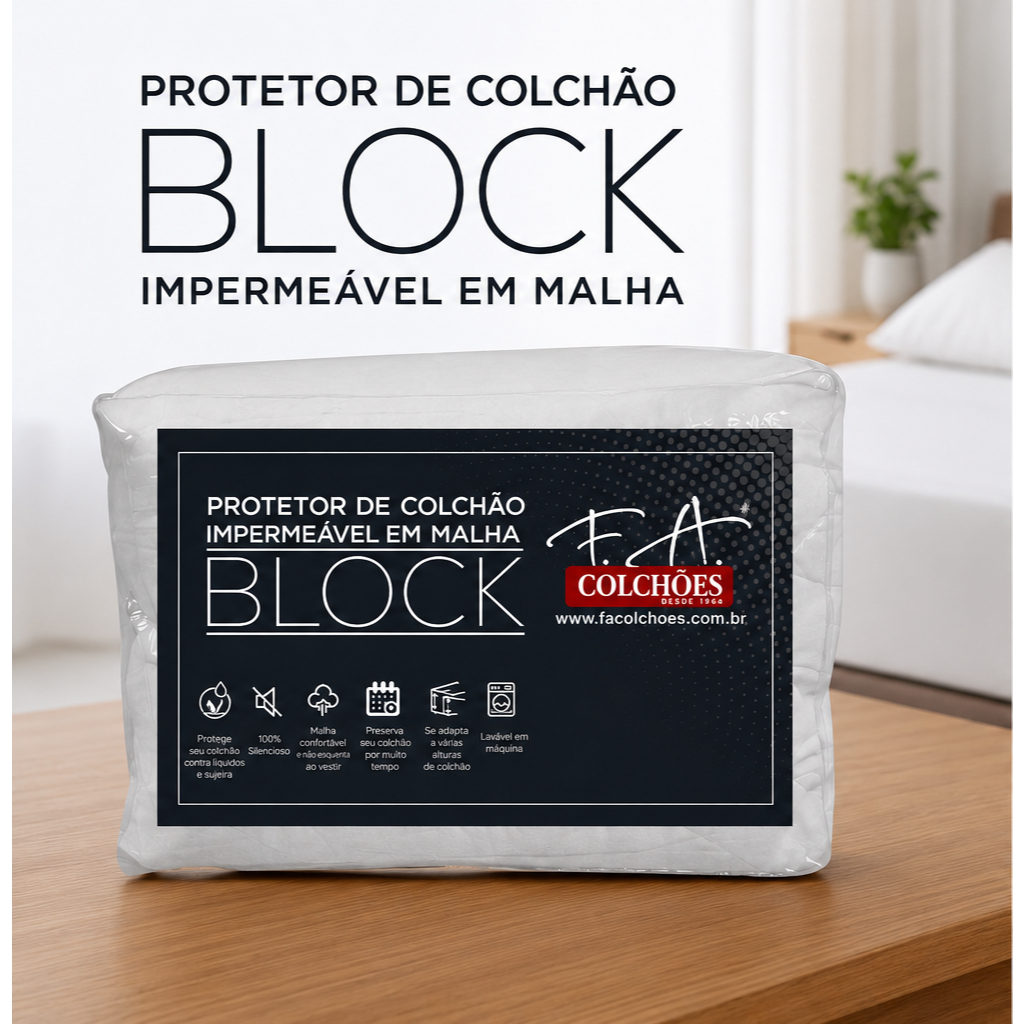 Protetor de Colchão Impermeavel Block Queen em Malha 158X198X36