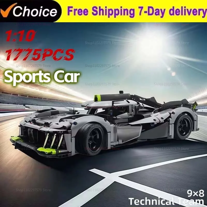 2026 New Technique 1775+ Pcs Super Sports Car Building 1:10 Scale Race Car Model Block Diy Toy Collectible Car Model Adult Gifts