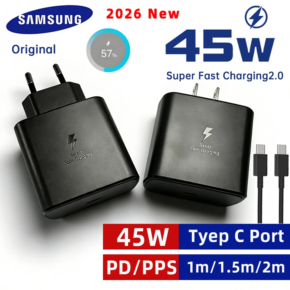 Original SAMSUNG Usb C 45W Charger Fast Charging PD Cargador 25W Galaxy S26 S25 FE S24 Ultra S22+ S23 A36 A56 A54 M56 Tab S10 S9