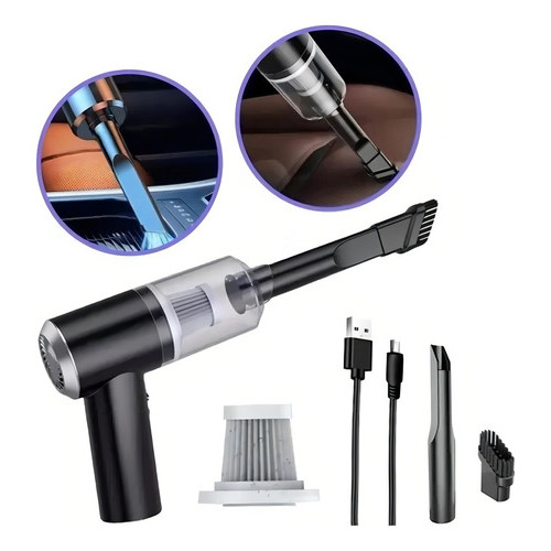 Mini Aspirador Pó Portátil Sem Fio Preto 6000pa 120w Carro Sofá 127/220v