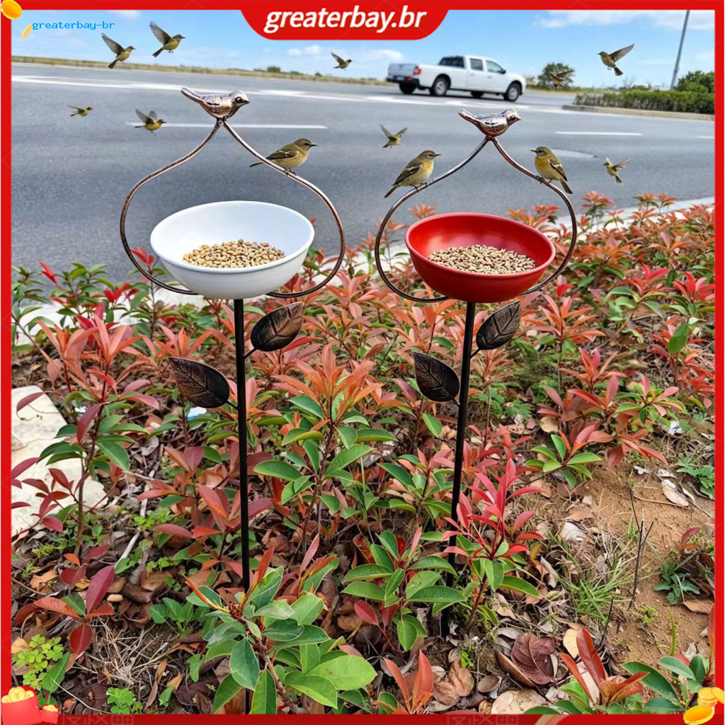 Bird Feeder Garden Stake with Rust-resistant Iron Bracket Bowl for Food Water Perfect for Courtyards Balconies Outdoor F