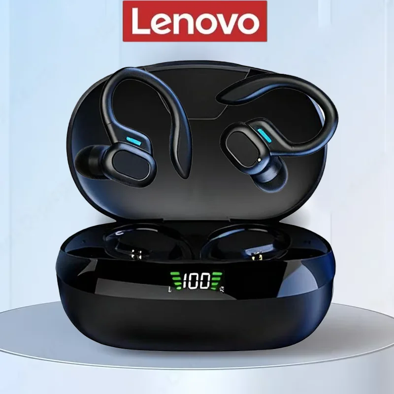 Lenovo Original Sports Wireless Earphones Ear Hook with Mics LED Power Display Hifi Stereo Sound Bluetooth 5.3 TWS Headphones