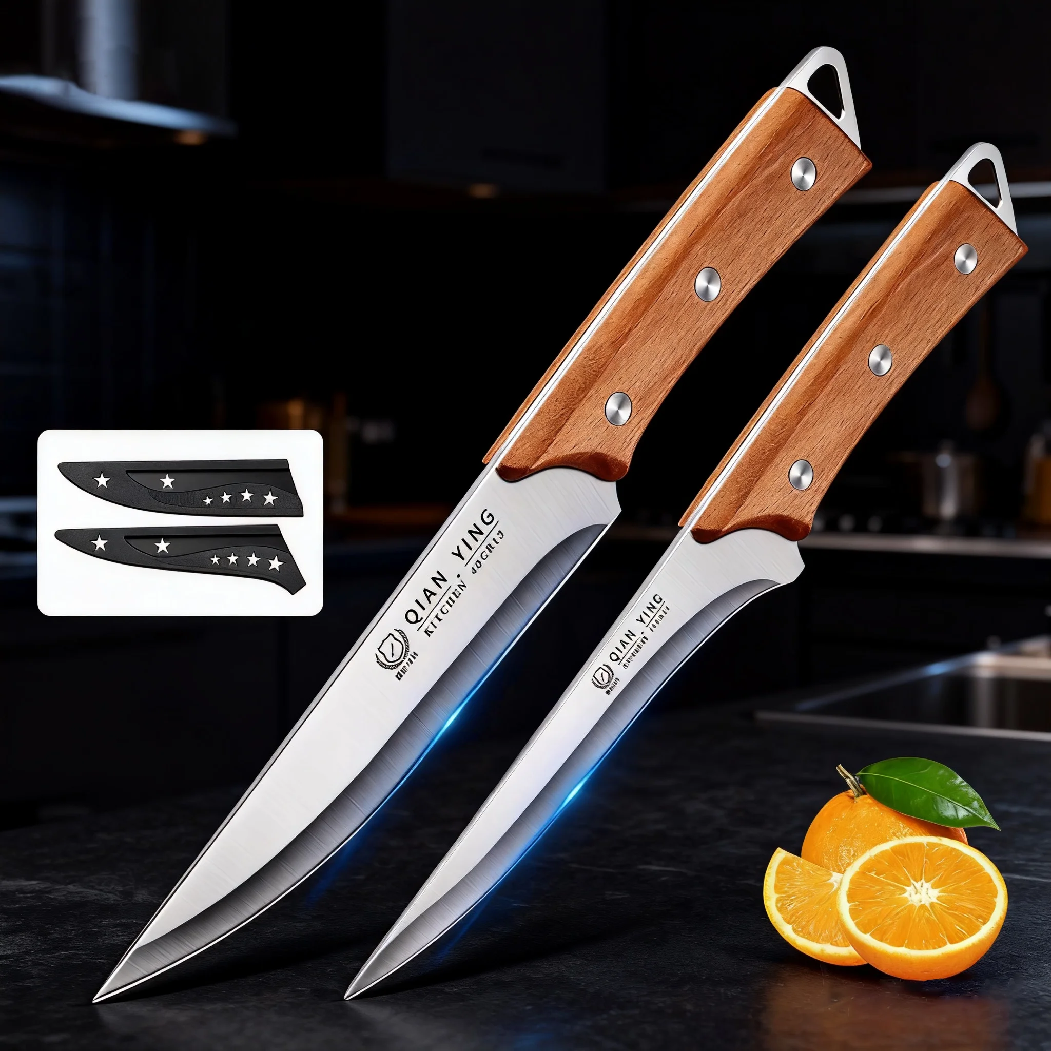 High-quality stainless steel kitchen knives kitchen accessory knives, fruit knives with knife covers sharp for chefs to cut meat