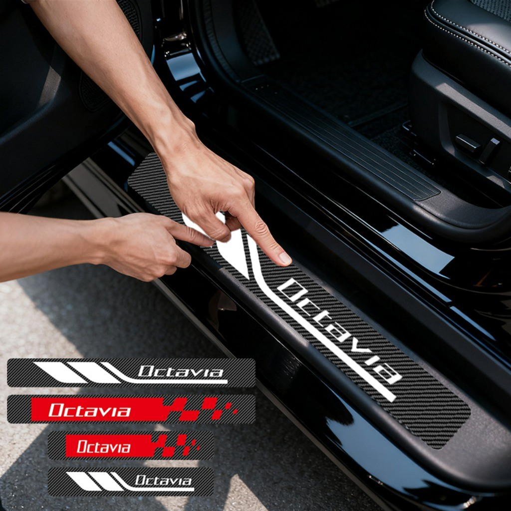 Kit 4 Peças Universal Protetor De Soleira De Porta Automotiva Acessórios Para Carro For Skoda Octavia RS Combi