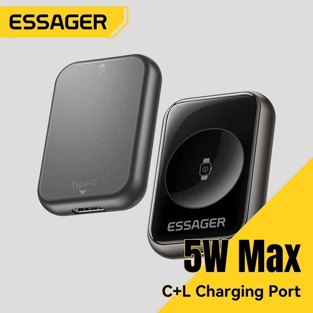 Essager Magnetic Wireless Watch Charger For Apple Watch S2-S11 Series SE Series Ultra Series 5W Portable Type-C/Lighting Charger