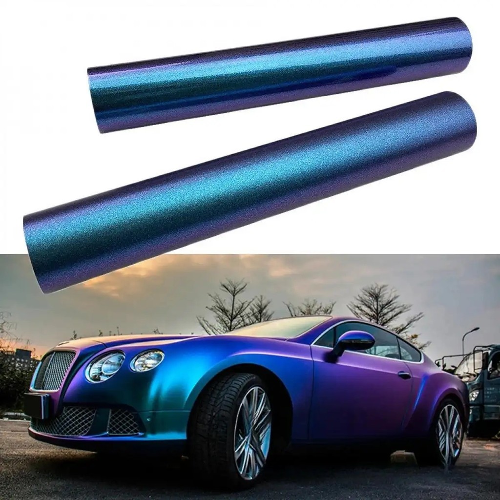 Envoltório De Vinil Camaleão 50x300cm – Filme Gradiente Roxo A Azul Para Carro E Motocicleta