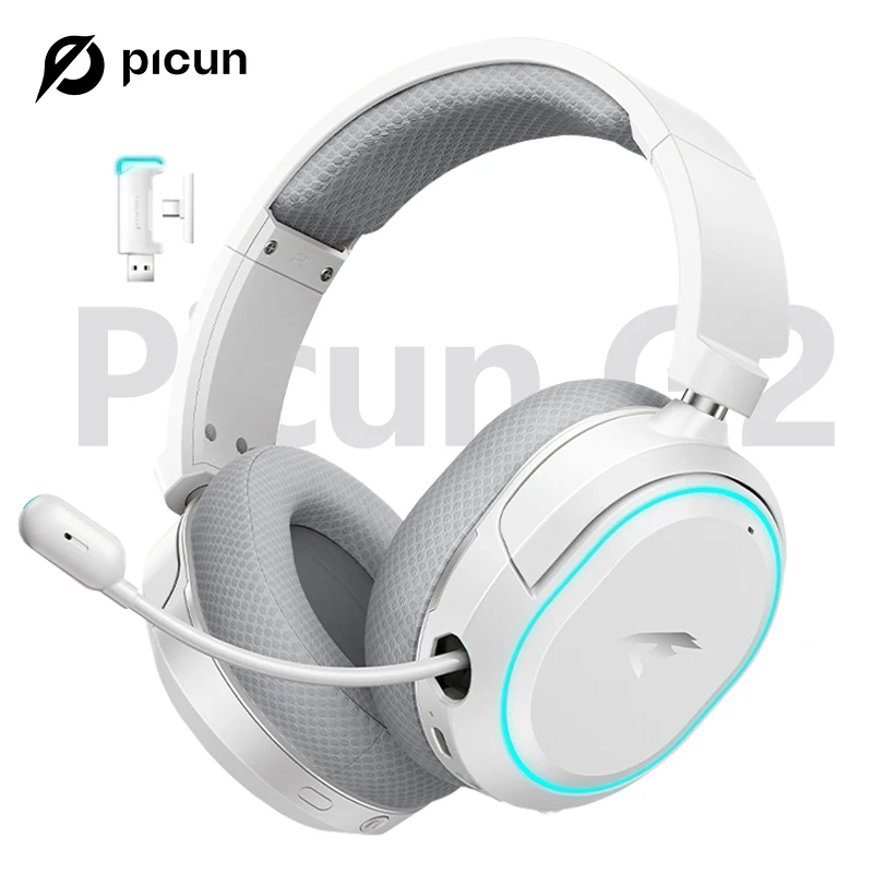 Picun G2 2.4GHz Bluetooth Wireless Gaming Headset For PC PS4 PS5 Phone Switch 5ms Low Latency 7.1 Surround Wired Headset ENC Mic