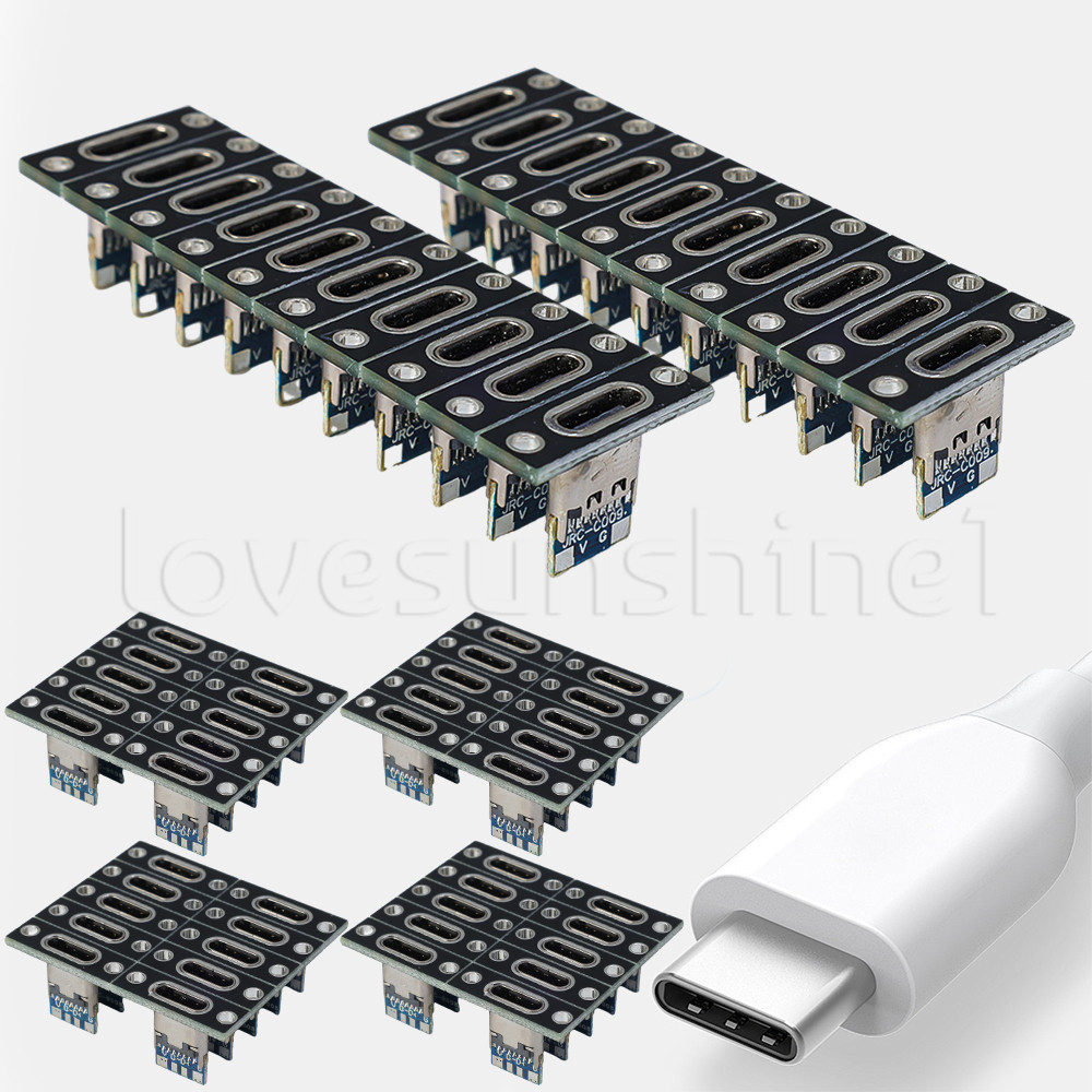 5pcs Type-C Porta De Carregamento Fêmea-Soquete USB 3.1 Tipo Com Placa De Fixação De Parafuso-Conector-De 2 Pinos E 4