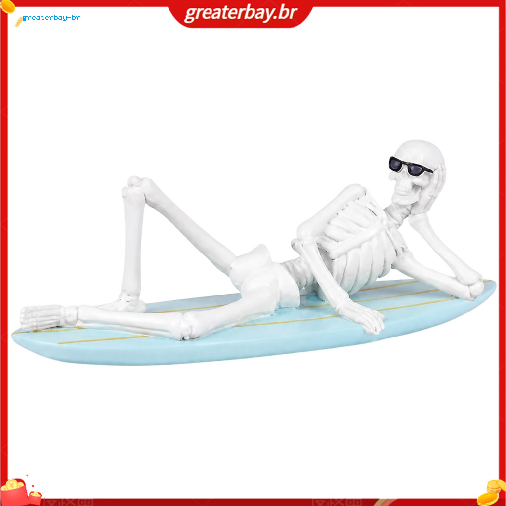 Creative Resin Skull Statue Halloween Decor Blue White Summer Skeleton Figurine Memorial Sculpture Table Courtyard Ornam