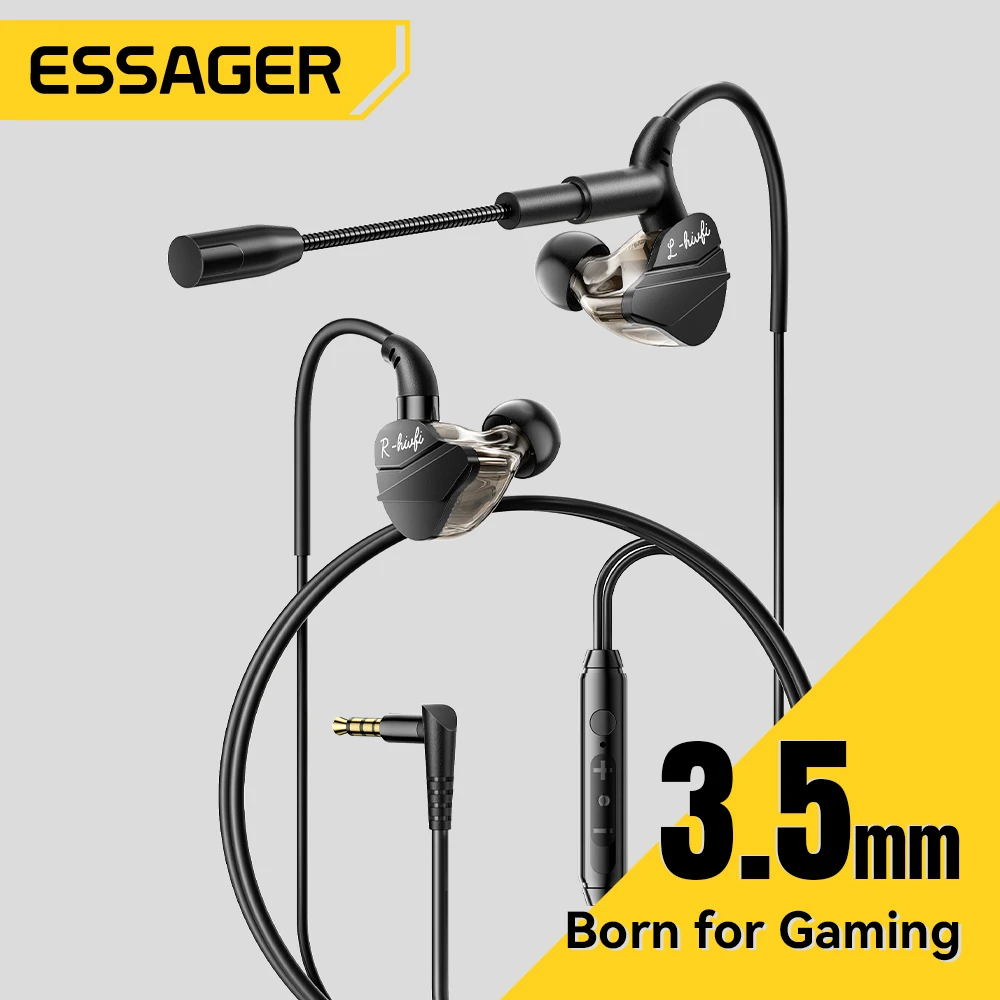 Essager Game Headphones 3.5mm USB Type C Wired Headphones In Ear Headset Gaming Earbuds Volume Control Mic For Android MP3/MP4