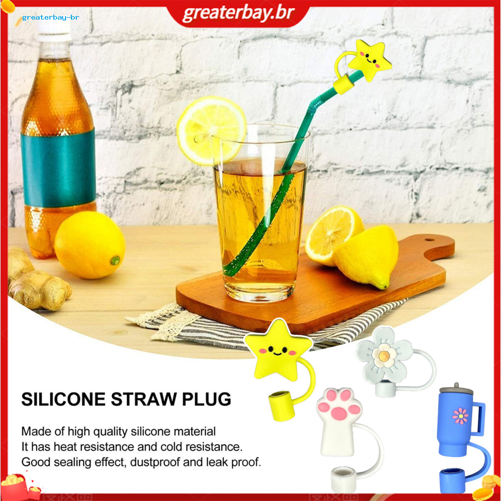 2pcs Silicone Straw Lid Dust-proof Drink Covers Soft Reusable Caps for 10mm Straws Perfect for Outdoor Travel Office Hom