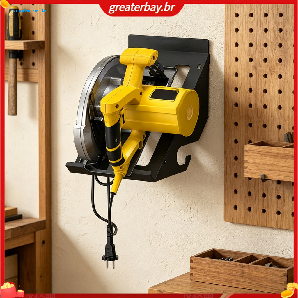 Wall-mounted Stainless Steel Circular Saw Stand Rack – Compact Space-saving Organizer for Workshop Garage Storage Dura