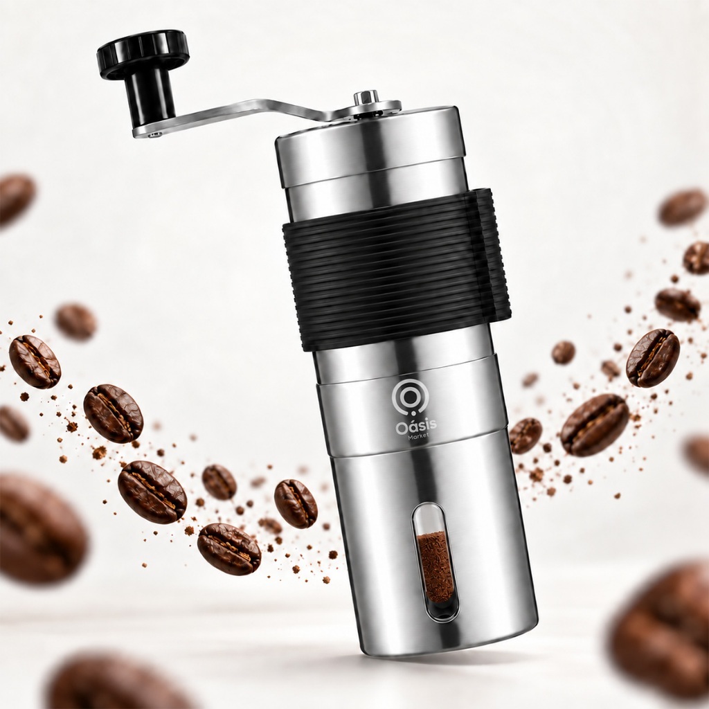 Stainless Steel Manual Coffee Grinder with Portable Non-Slip Grinding Adjustment for Beans