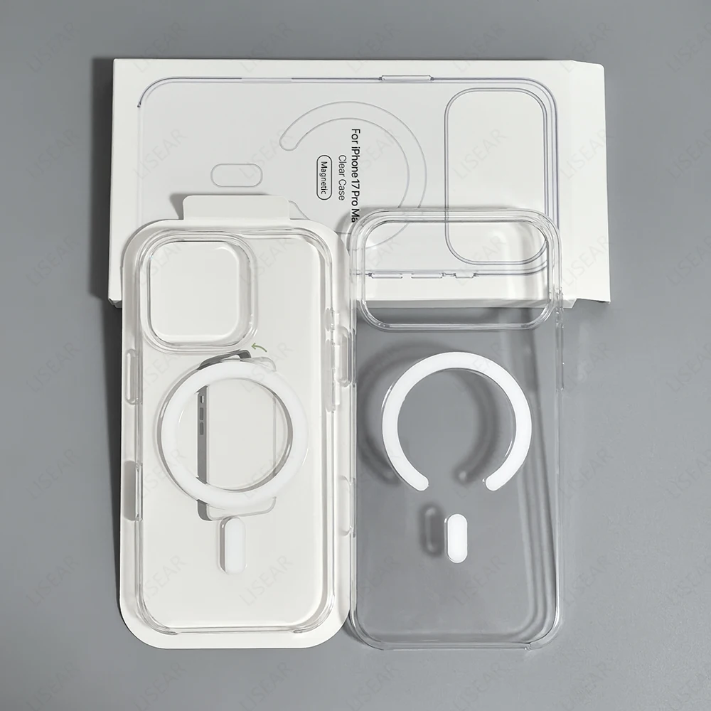 Original Clear Phone Case For iPhone 17 Air 16 15 14 13 12 Pro Max Mini For Magsafe Wireless Charging With Touch Camera Button
