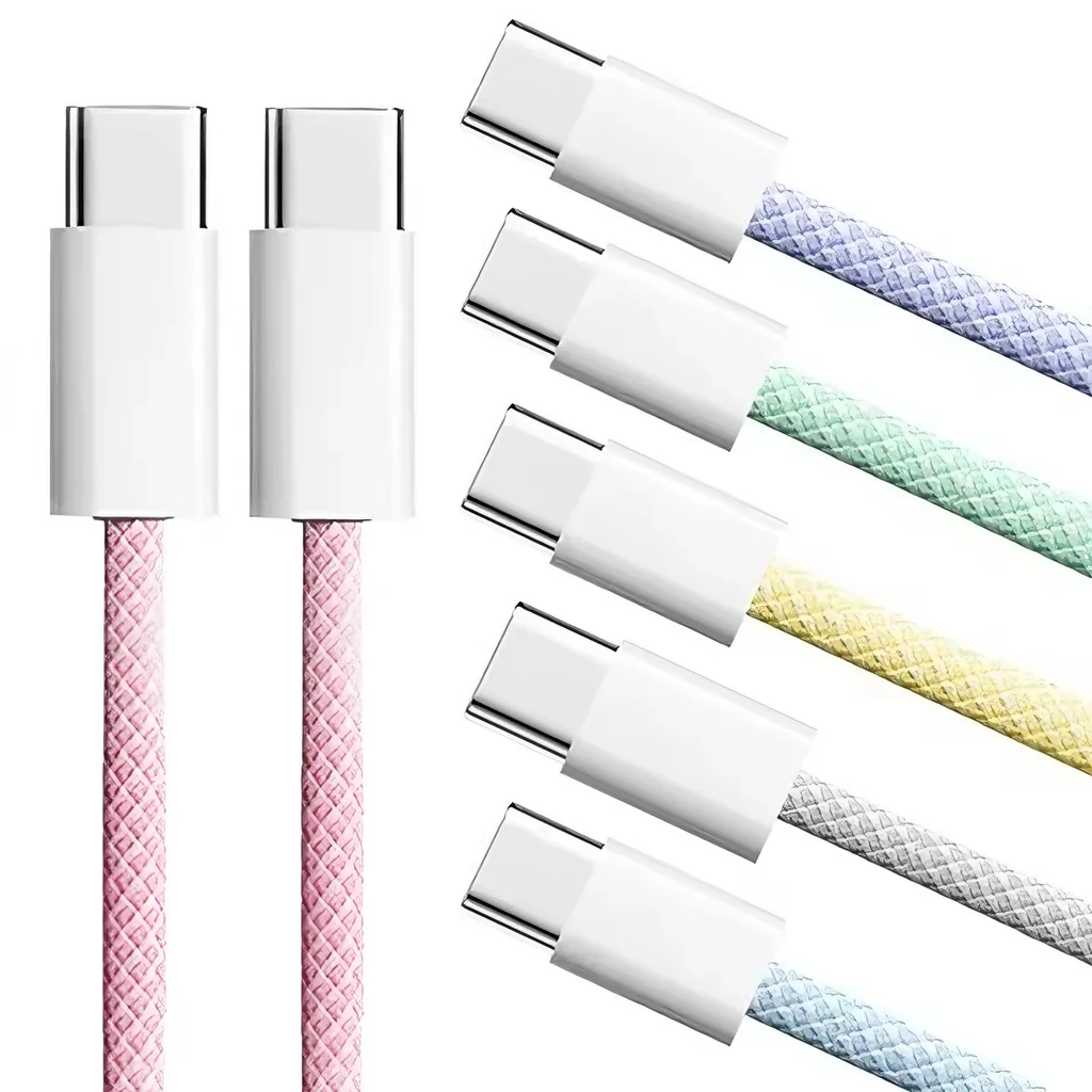 Type C to Type C 60W PD Fast Charging USB-C Cable For iPhone 15 16 17 Pro Max Samsung Xiaomi Redmi POCO Honor Braided Data Cable