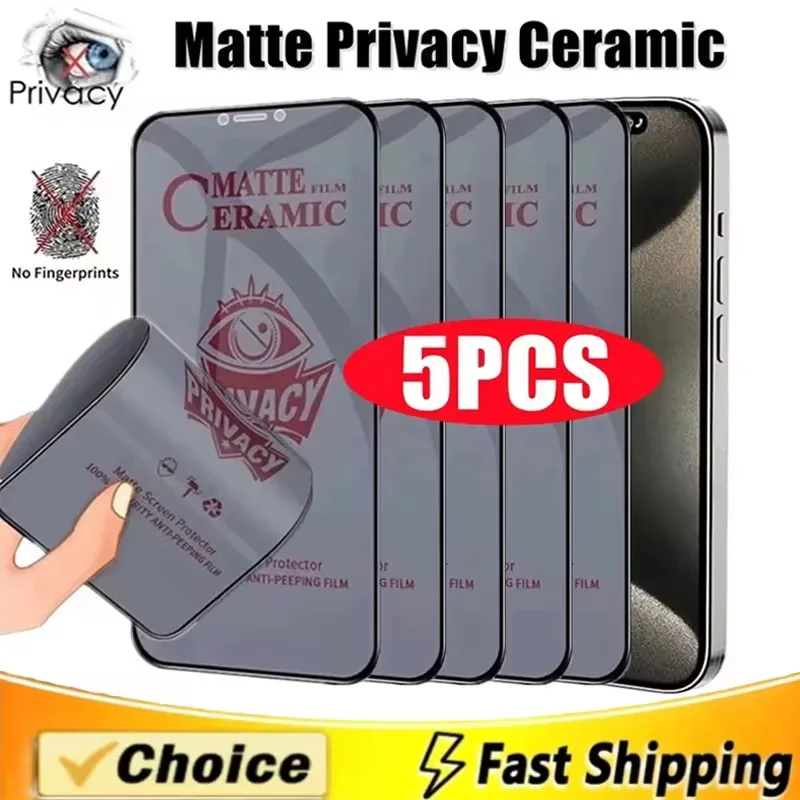 Matte Ceramic Privacy Screen Protector For iPhone 15 16 14 13 11 12 17 Pro Max SE 2022 Anti-spy Tempered Film iPhone 17 Air XR