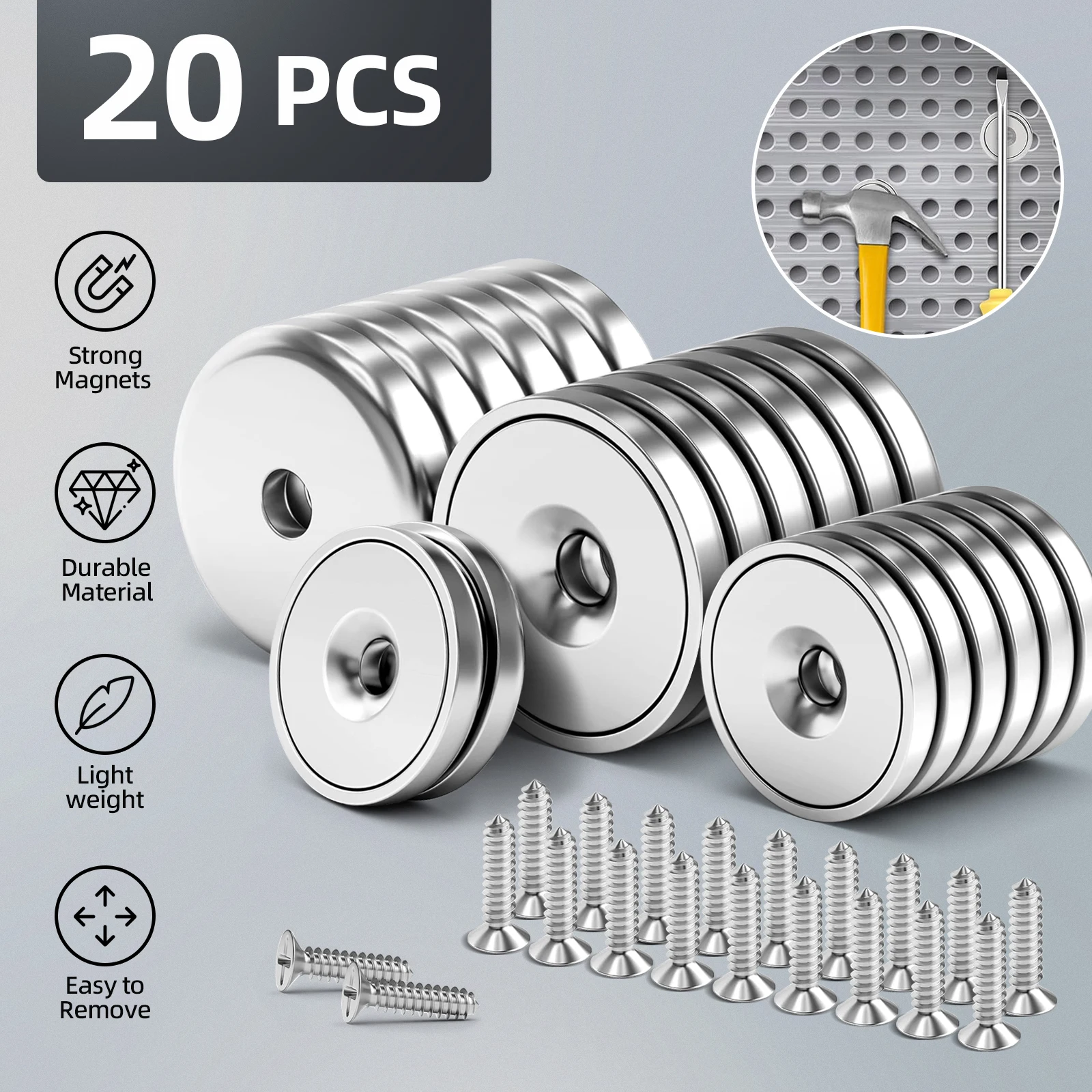 Cup Magnets, 60lbs Strong Magnets, Waterproof Pot Magnet with Countersunk and Screw Ideal for Tool Room, Science, Office