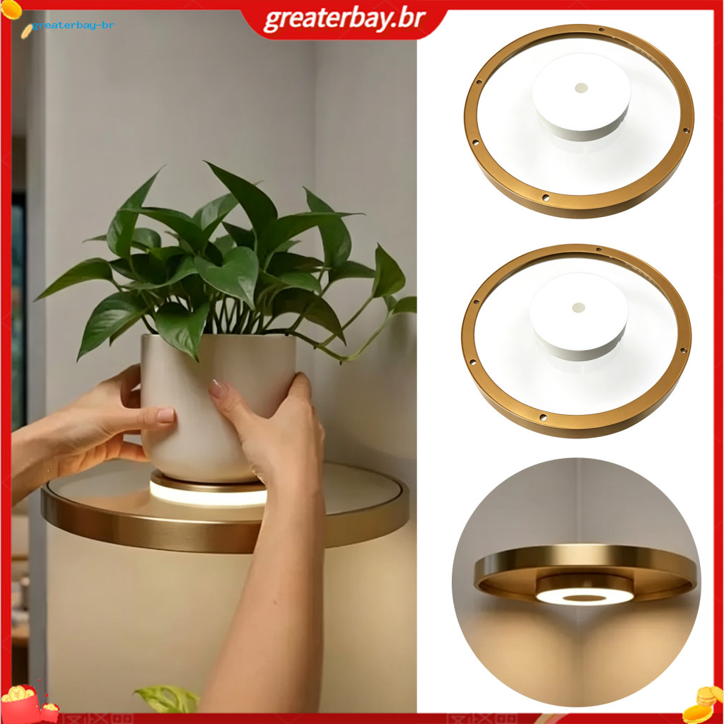 Magnetic Levitating Plant Pot with Led Light Floating Rotating Air Holder Usb Powered Desktop Succulent Planter Modern H