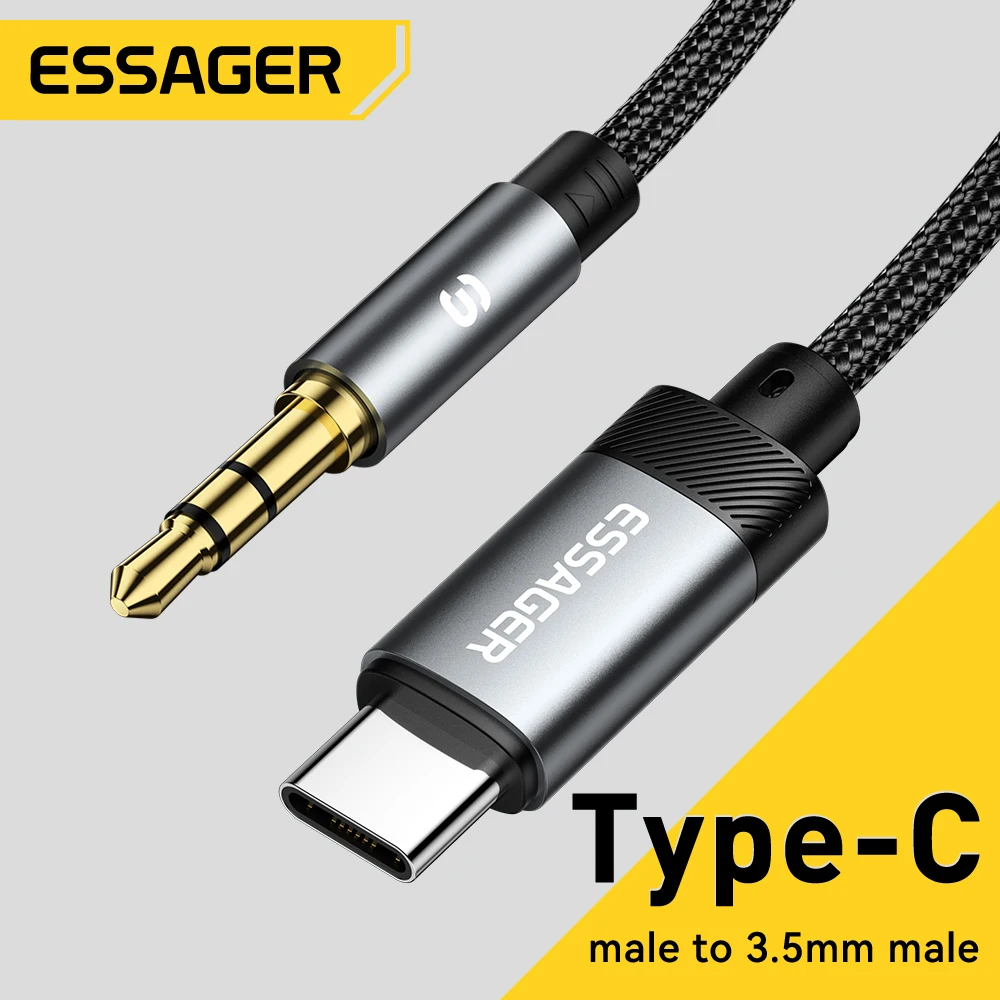 Essager Audio Jack Cable Type-C USB C to 3.5mm Jack AUX Cord Car Speaker Headphone Adapter for Huawei Xiaomi Type-C Converter