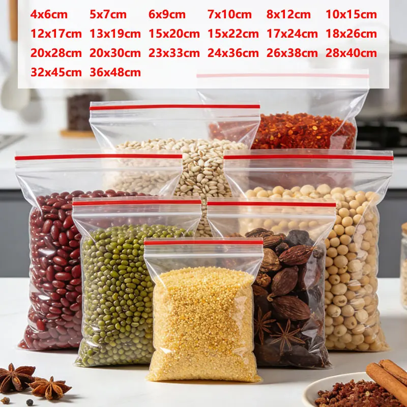 Wholesale Plastic Transparent Ziplock Bags Clear Resealable Waterproof Food Storage Bags Small Jewelry Zip Seal Packaging Bags