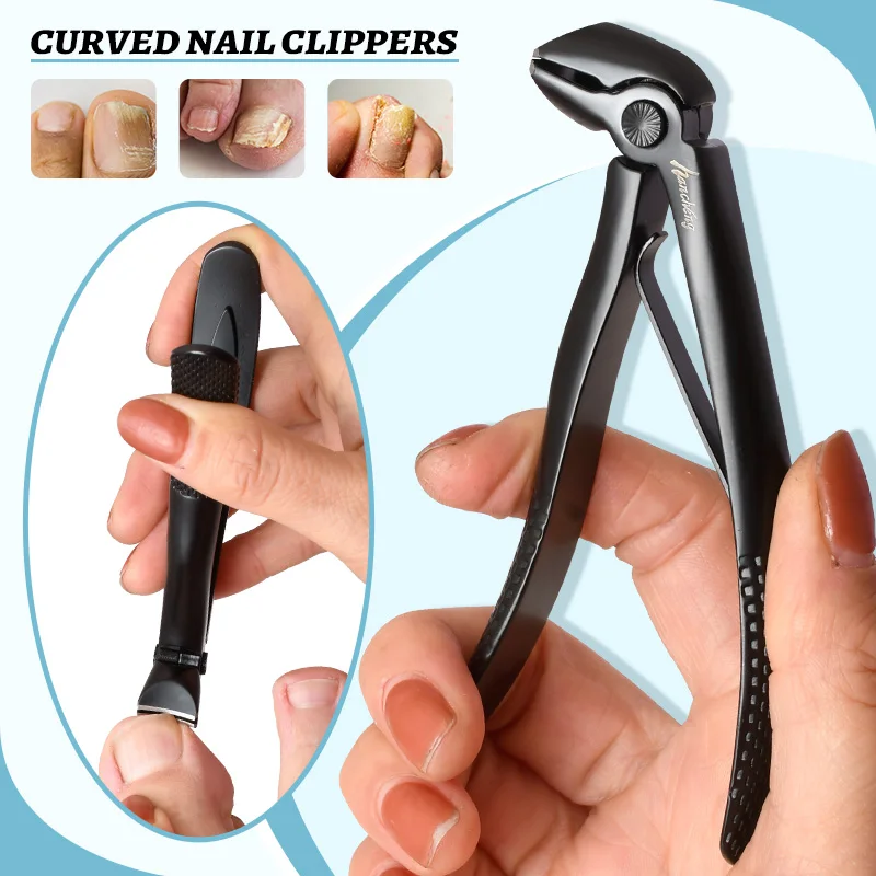 1pc Bending nail clippers for easy trimming of thick nails, hard nails, stainless steel, black, silver, two color options