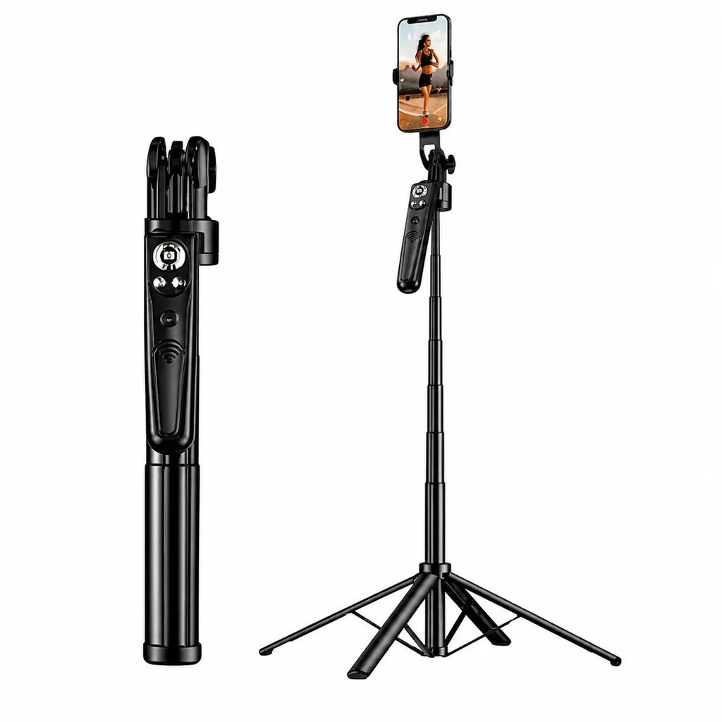 Tripé para Celular 1,80m Estabilizador 360° Rastreamento Facial Controle Remoto Bluetooth Zyron ZSS360