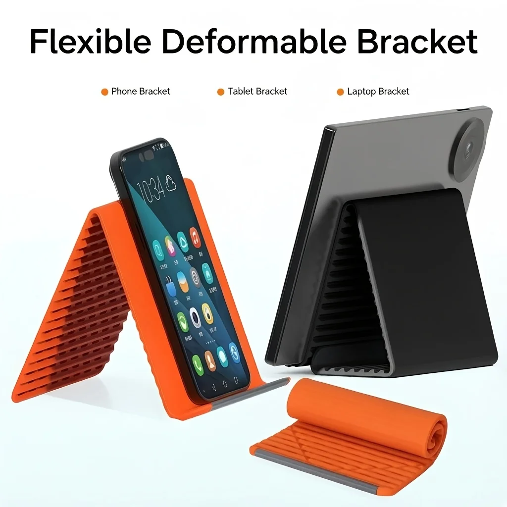 Portable Foldable Silicone Phone Holder Bendable Freely into Any Shape Multi-Angle Adjustable Stand for Mobile Phone