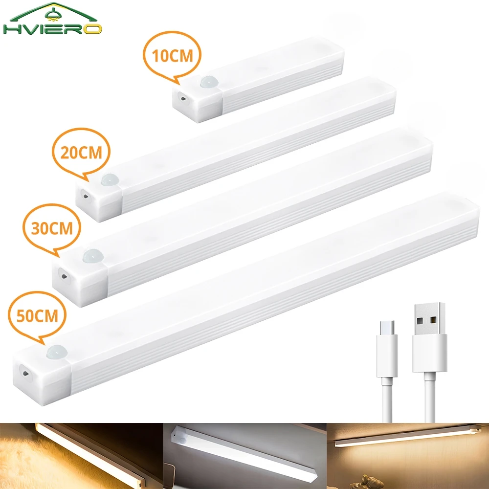 Rechargeable Motion Sensor LED Bar Light Induction Night Light Portable Cordless Magnetic Cabinet Lamp for Kitchen Bedside Room