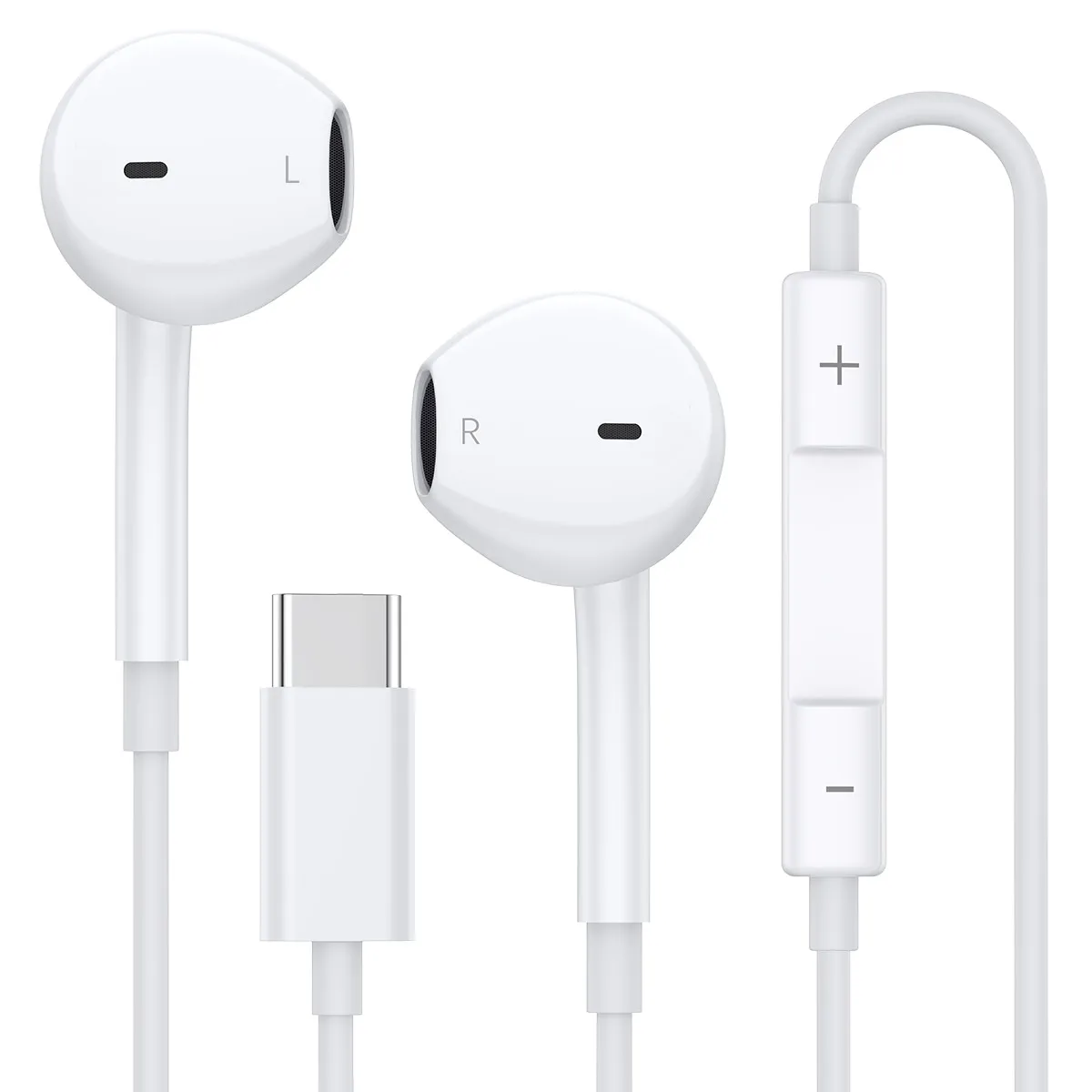 USB C Headphones for iPhone 17 16 15, Wired Type C Earphones Built-in Microphone & Volume Control, HiFi Stereo Sound Earbuds
