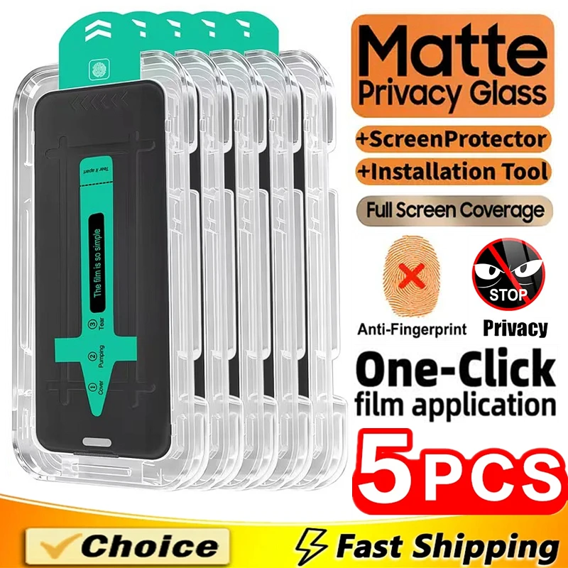 Oleophobic Dust Free Matte Privacy Screen Protector For iPhone 17 15 14 13 12 11 16 Pro Max Plus XR X XS Easy Installation Glass