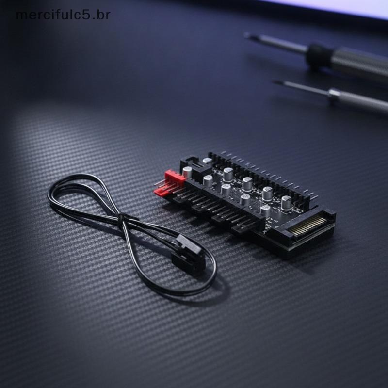 Nobleflying Merch PWM PC Fan Hub 10 Portas 4 Pinos SATA Power Splitter Adaptador Para DIY Gaming Instalação De Resfriame