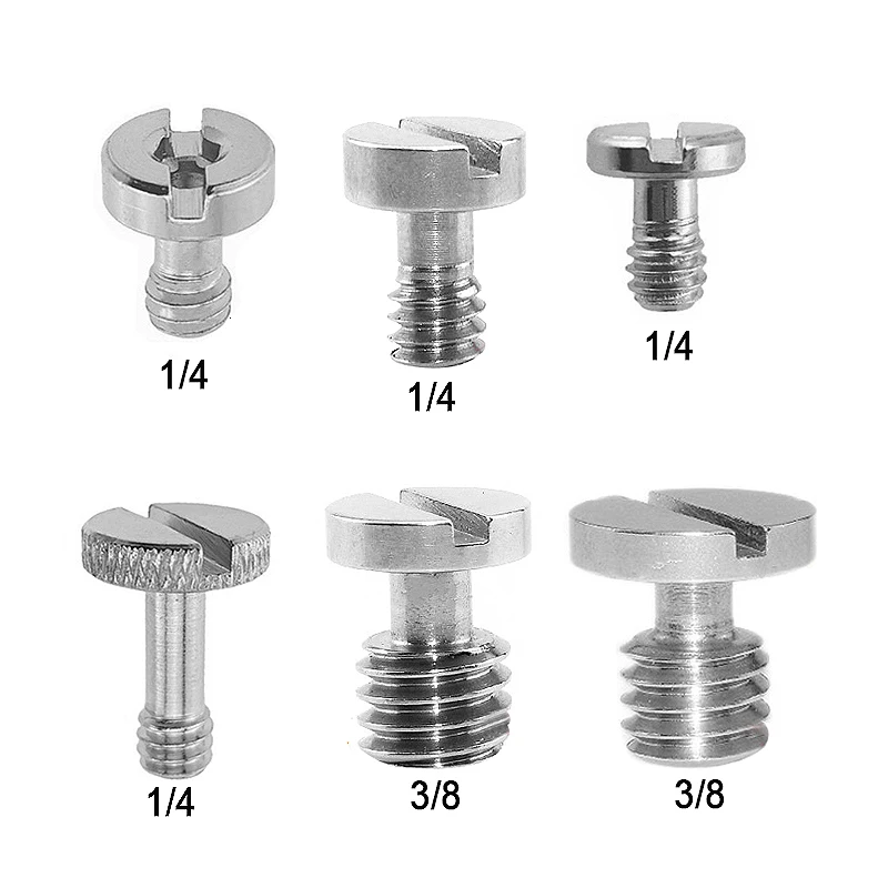1/4 Inch Camera Screw 3/8 Quick Release Plate Screw Round Head Tripod Ballhead Mount Photography Accessories For SLR Camera