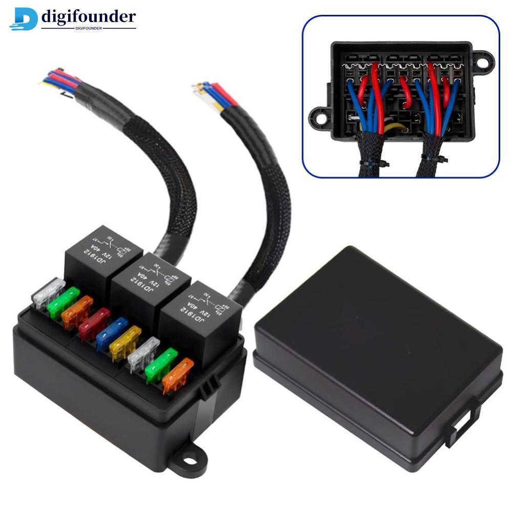 DIGIFOUNDER 12V 40A Caixa De Relé Automático Para Carro Fusível Duplo Pré-Fiado E Com 9pcs Fusíveis ATC/ATO 5-30A 3 Unid