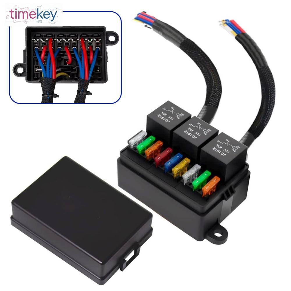 TIK 12V 40A Caixa De Relé Automático Para Carro , Fusível Duplo Pré-Fiado E Com 9 Peças De Fusíveis ATC/ATO 5-30A 3 4 Pi