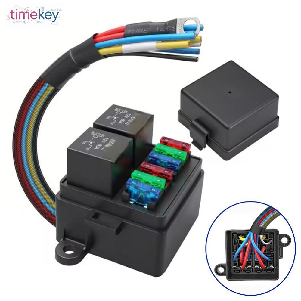 TIK 12V 40A Caixa De Relé Automático Para Carro , Fusível Duplo Pré-Fiado E Com 6 Peças De Fusíveis ATC/ATO 5-30A 2 4 Pi