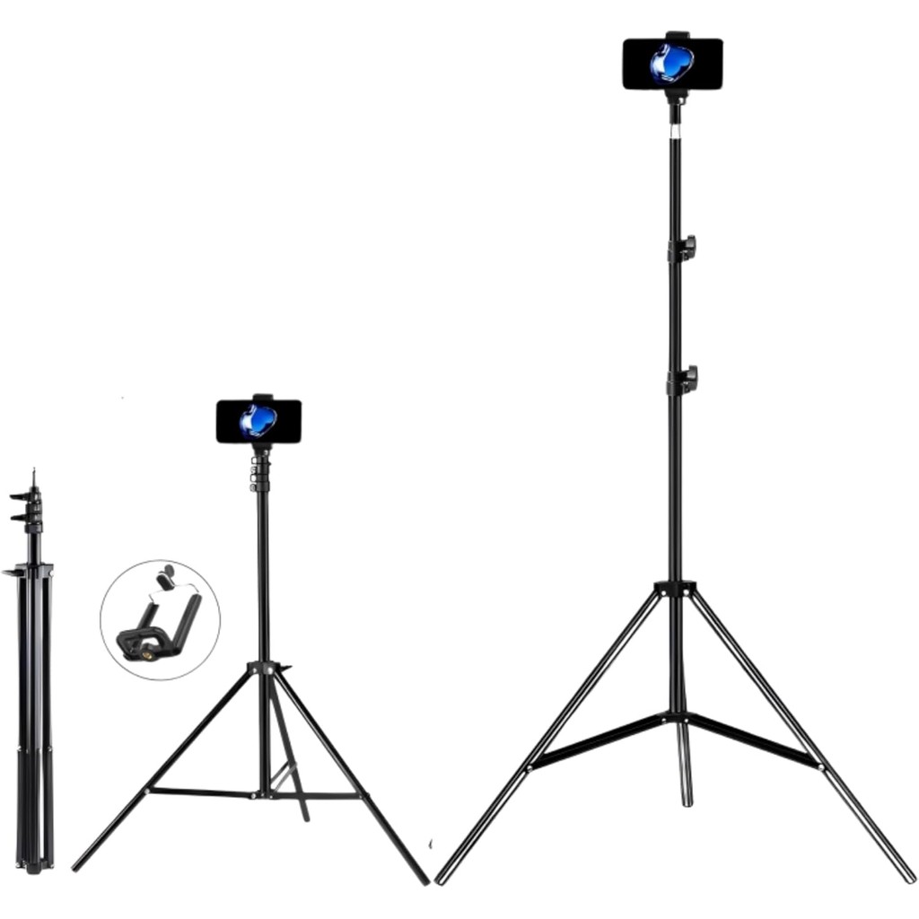 Suporte Tripé Para Celular Câmera Ring Light Nível a Laser Multifuncional Telescópico Extensível de 68cm até 210cm