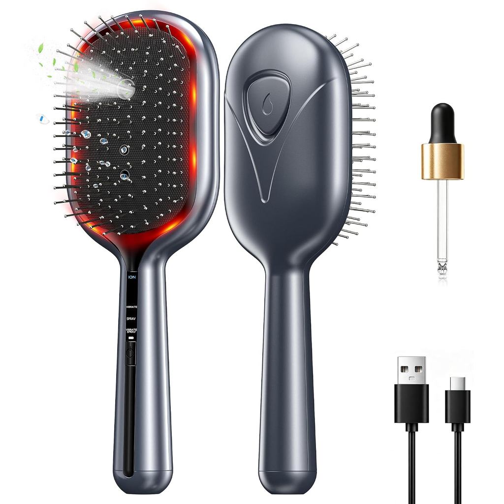 630nm Luz Vermelha Névoa Spray EMS Massagem Elétrica Pente Ferramenta De Cuidados Com O Cabelo Cinza/Ouro/Azul/Vermelho