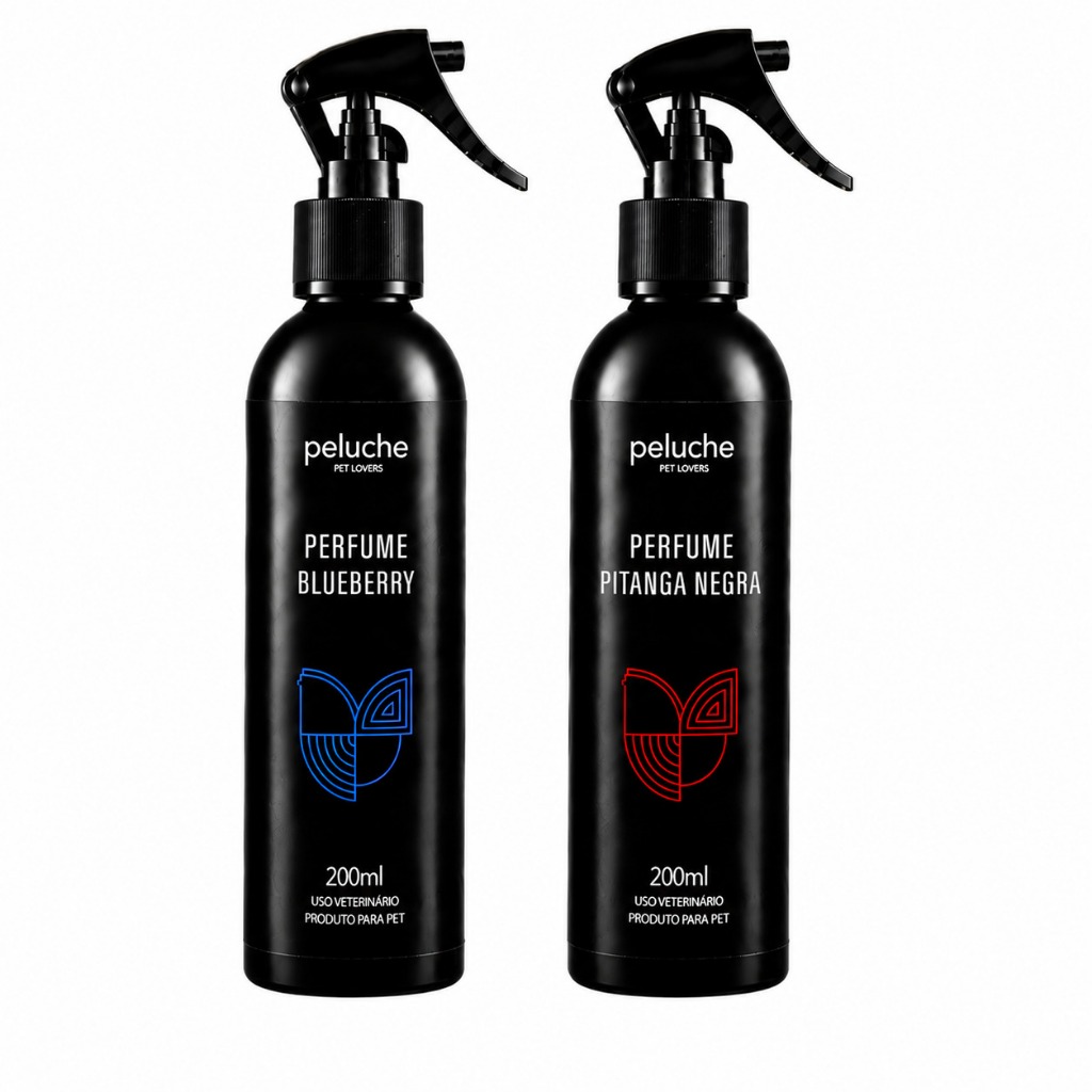 Perfume para Cachorro Blueberry Pitanga Negra Peluche Kit Colônia Pet 200ml para Cães Banho e Tosa