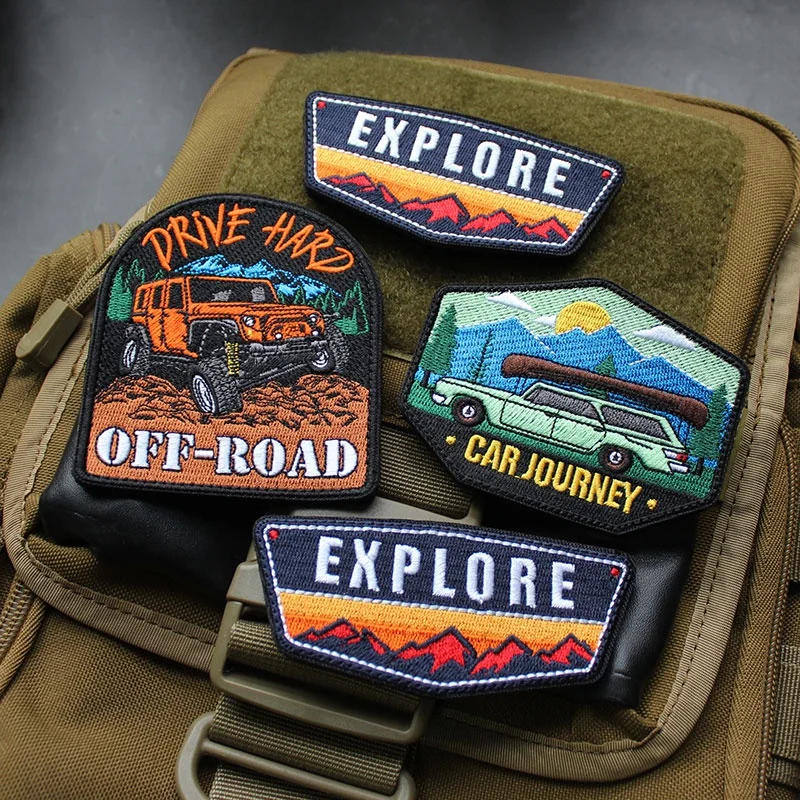 New Design Hot Sale EXPLORE Armband Adventure 3D Embroidery Off-Road Travel Car DIY Bag Sticker With Backpack Patches