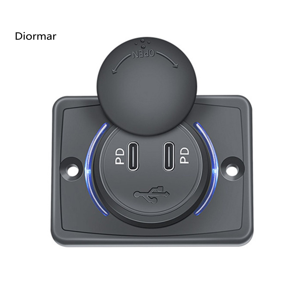 Car Charger for Two Devices Dual Port 30w Pd Usb Fast Charging Station for Phones Tablets 12v-24v Wall Mount for Rv for