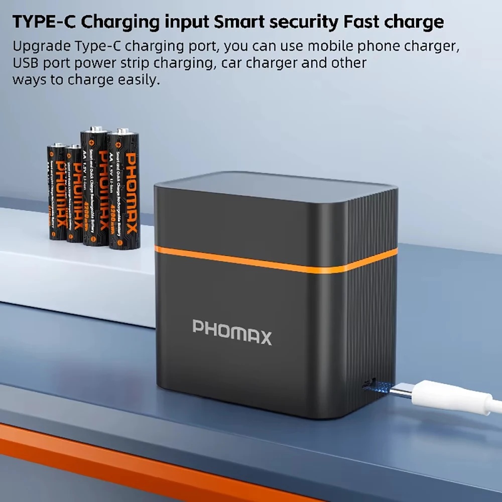 PHOMAX Lithium Batteries Charger 4200mWh1100mWh AA/AAA Rechargeable Battery For Control Car Toy Lamp Radio Speaker TV Remote