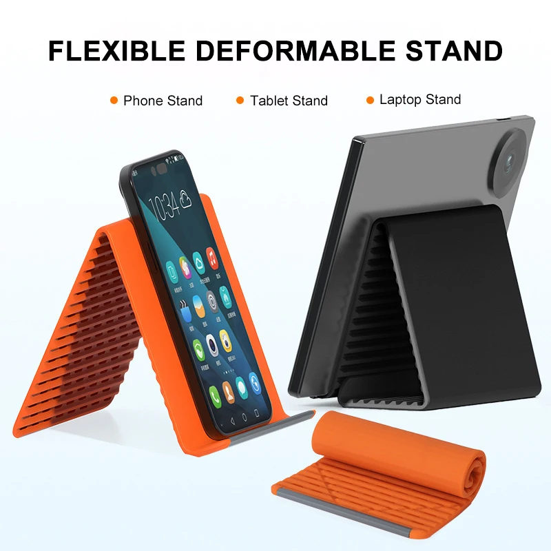 Flexible Phone Stand Foldable Silicone Desktop Tablet Laptop Stand Portable Adjustable Universal Holder for Travel Office Bed