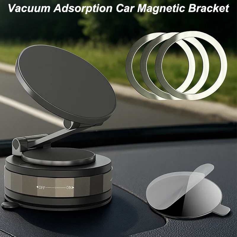 Upgraded 360° Vacuum Magnetic Car Phone Holder with Suction Cup, Universal Phone Mount for iPhone Samsung Xiaomi All Phones