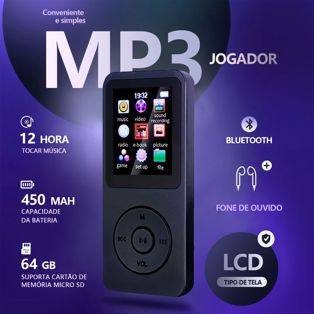 Bluetooth 5.0 MP3 MP4 Player HIFI Music Speakers Sport MP4 Media FM Leitor De Rádio Voz Ebook