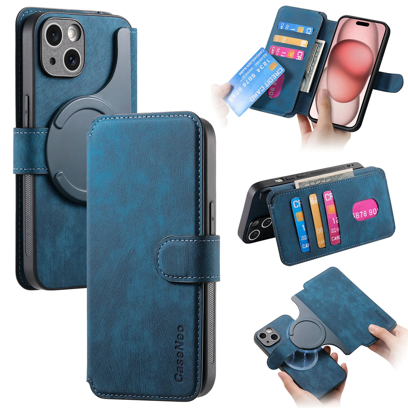 RFID Block Case For Samsung Galaxy S24 S23 Ultra S22 S21 FE S25 Edge Wireless Charging Leather With Magsafe Wallet Cover