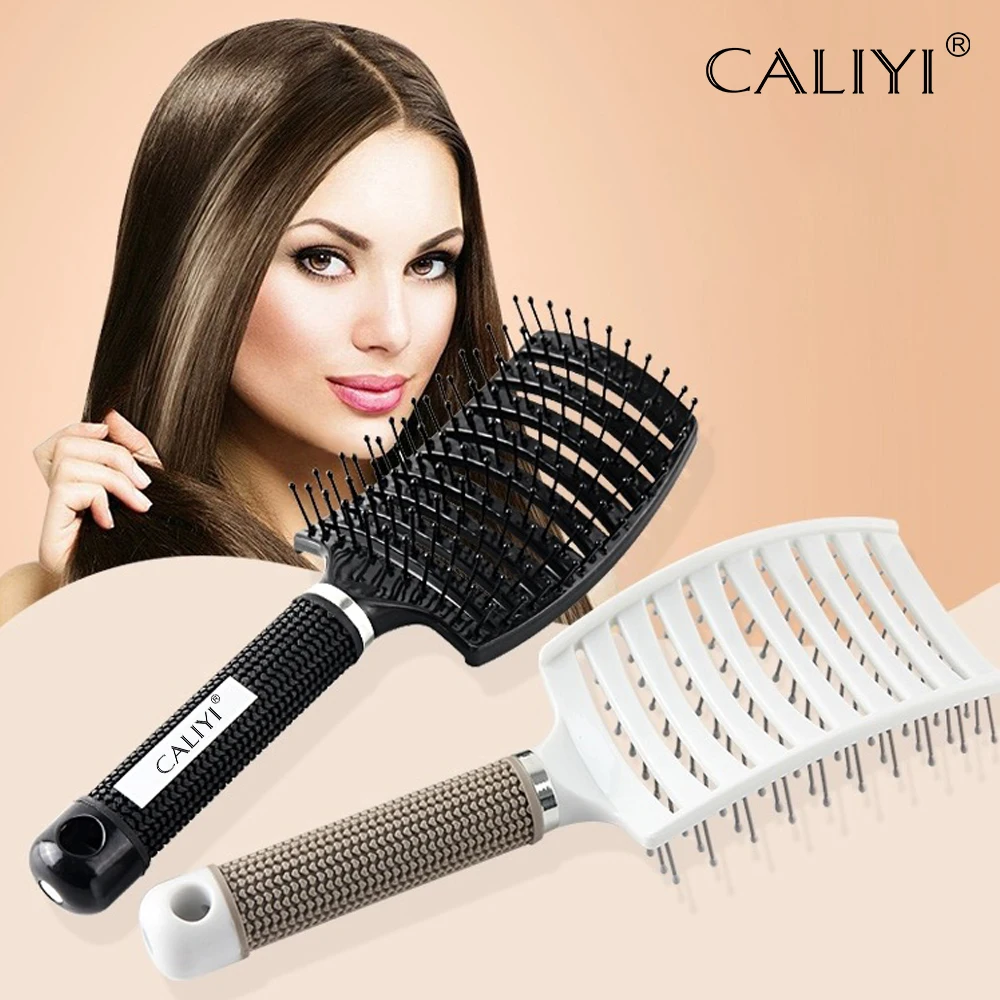 Hair Comb Brush Professional Curved Vented Brush for Faster Blow Drying Paddle Detangling Brush for Wet Dry Curly Straight Hair