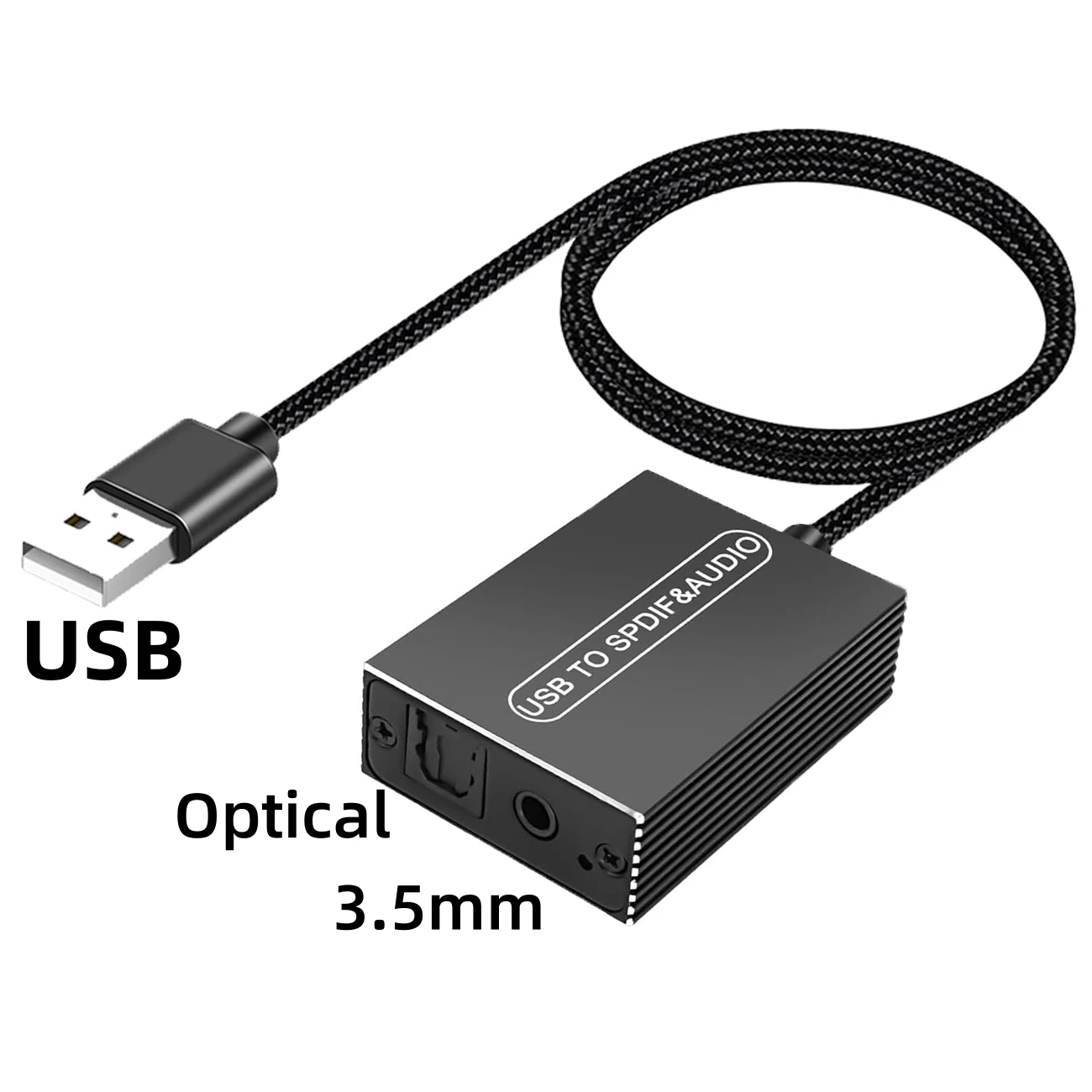 USB A to 3.5mm and TOSLINK Optical Audio Adapter, Unidirectional USB to S/PDIF Transmitter Digital Converter for PS5 PC Speaker
