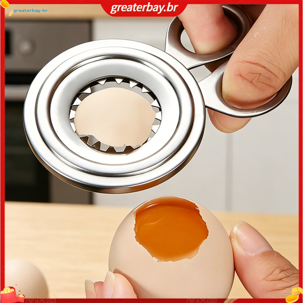 Stainless Steel Egg Cutter Opener – Easy Eggshell Remover Yolk Separator Kitchen Gadget for Quick Clean Preparation Es