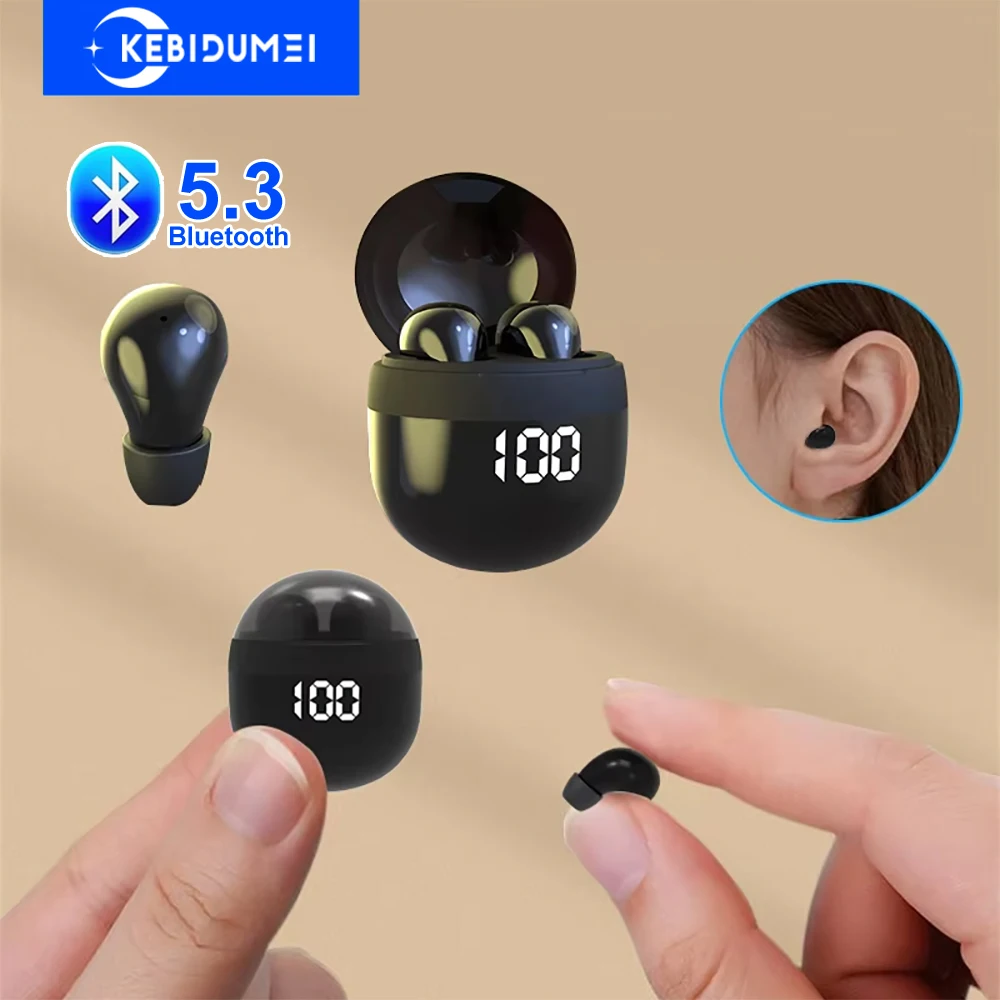 Invisible Mini Headphones TWS Wireless Earphones Bluetooth 5.3 Headsets HiFi Noise Reduction In-Ear Earbuds for Xiaomi iPhone